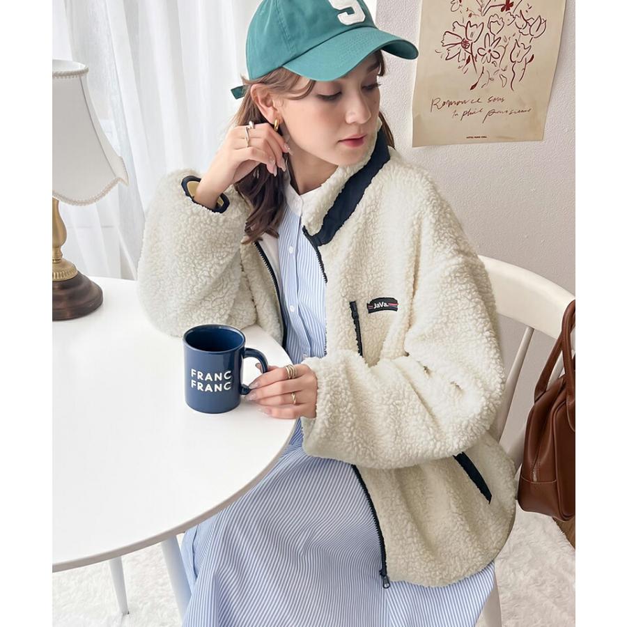 classicalelf 《java ジャバコラボ》アウター トップス レディース レトロ スポーツ ワッペン付き 配色 ボア ブルゾン 男女兼用 ユニセックス 長袖 - 画像 (9)