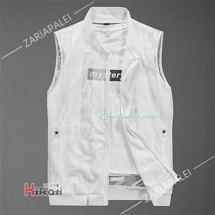 【特価】メンズ 夏用 前開き ジレ メッシュ 大きい カジュアル アウトドア 羽織 釣り スポーツ 2022夏 - 画像 (4)