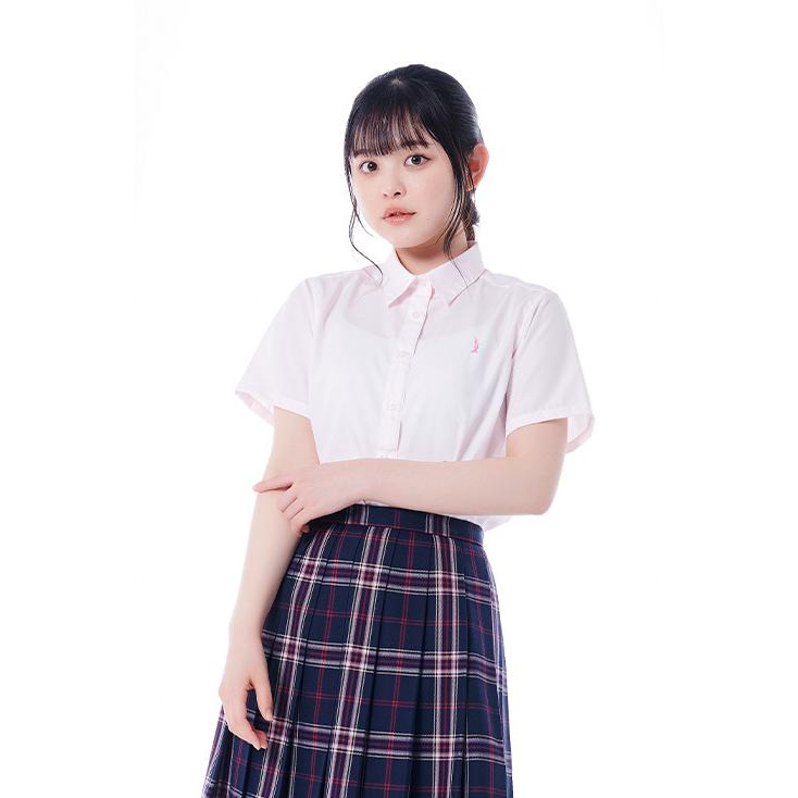 EASTBOY イーストボーイ シャツ ブラウス 女子 半袖 サックス ピンク 刺繍 スクールシャツ カッター yシャツ 制服 学生 eastboy 205101 - 画像 (5)