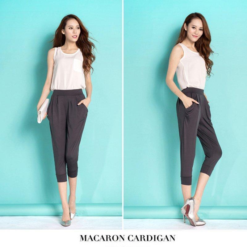 サルエルパンツ レディース 七分丈 九分丈 パンツ 女性用 ゆったり 体型カバー カジュアル クロップドパンツ スウェット 春 夏 秋 ダンス ヨガ - 画像 (9)