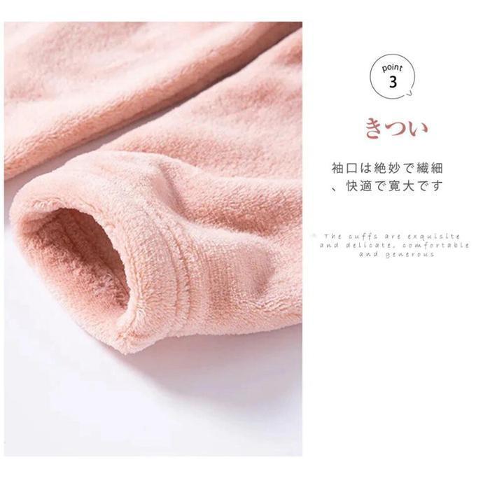 【値下げ】ルームウェア 部屋着 ふわふわ スウェット ス パンツ 上下セット パジャマ モコモコ フランネル ルームウェア 暖かい 可愛い - 画像 (9)