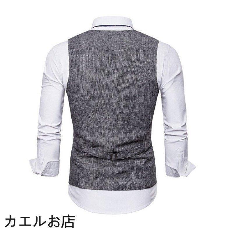 ジレ メンズ ジレメンズ スーツ テーラード フォーマル ビジネス チョッキ ノースリーブ スタイリッシュ 新作 - 画像 (7)