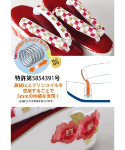 kimono cafe 振袖 草履  ヒール草履 市松と椿 赤 厚底 大きい 痛くない 成人式 レディース 刺繍 花 レトロ