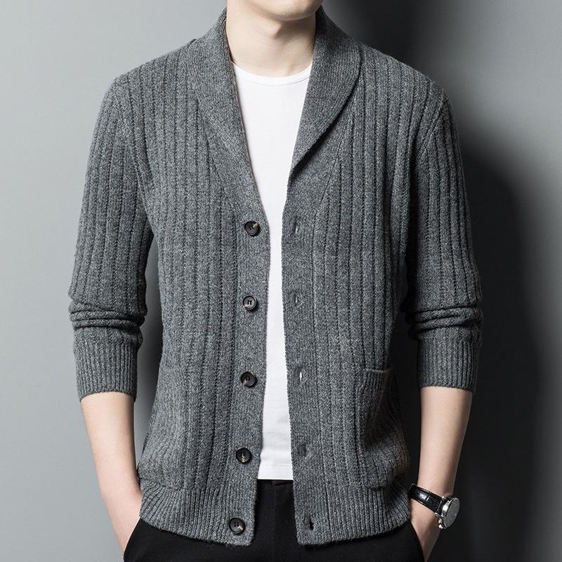 カーディガン メンズ 長袖 トップス 冷房対策 春 秋 冬 お兄系 前開き 柔らかい 事務 通勤 通学 オフィス 温度調節 洗える 敬老の日 プレゼント ポケット付き - 画像 (2)