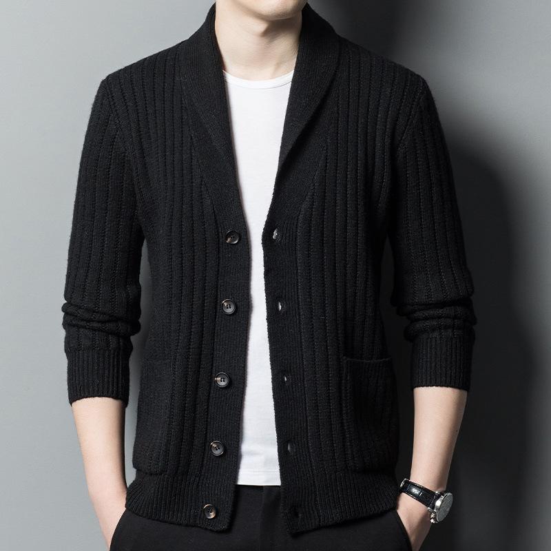 カーディガン メンズ 長袖 トップス 冷房対策 春 秋 冬 お兄系 前開き 柔らかい 事務 通勤 通学 オフィス 温度調節 洗える 敬老の日 プレゼント ポケット付き - 画像 (4)