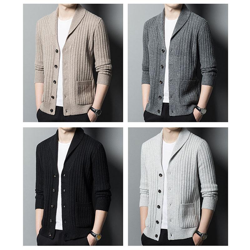 カーディガン メンズ 長袖 トップス 冷房対策 春 秋 冬 お兄系 前開き 柔らかい 事務 通勤 通学 オフィス 温度調節 洗える 敬老の日 プレゼント ポケット付き - 画像 (6)