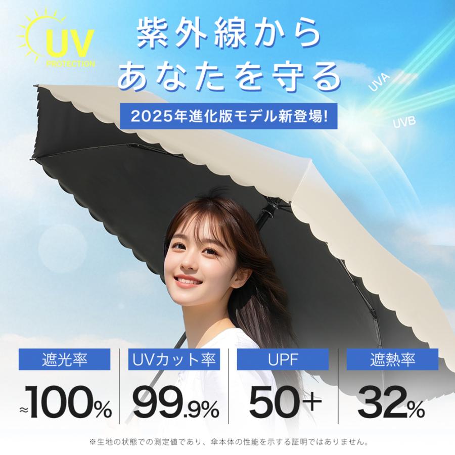 CICIBELLA 2025進化版 日傘 J型 手持ち 折りたたみ 完全遮光100% 晴雨兼用 超軽量 紫外線カット 傘 日焼け対策 雨傘 UVカット 梅雨 レディース ギフト cicibella 爆買 - 画像 (4)