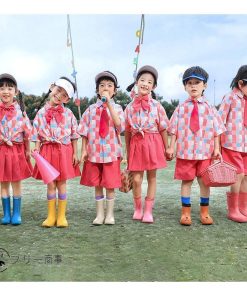 バラ色 韓国 キッズダンス衣装 セットアップ 半袖シャツ 短パン スカート 女の子 男の子 ステージ衣装 子供服 ヒップホップ 可愛い ダンスウェア 団体 演出服 派