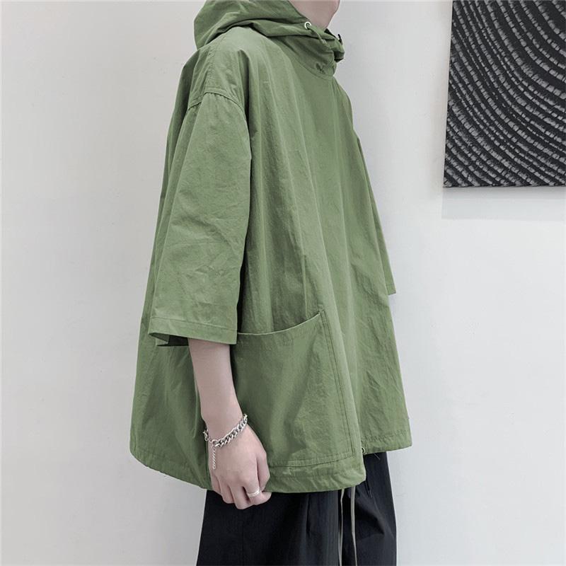 【値下げ】半袖パーカー パーカー メンズ 半袖 夏 uvカット Tシャツ 七分袖 夏用 プルオーバー フード付き 薄手 カジュアル 吸汗 肌着