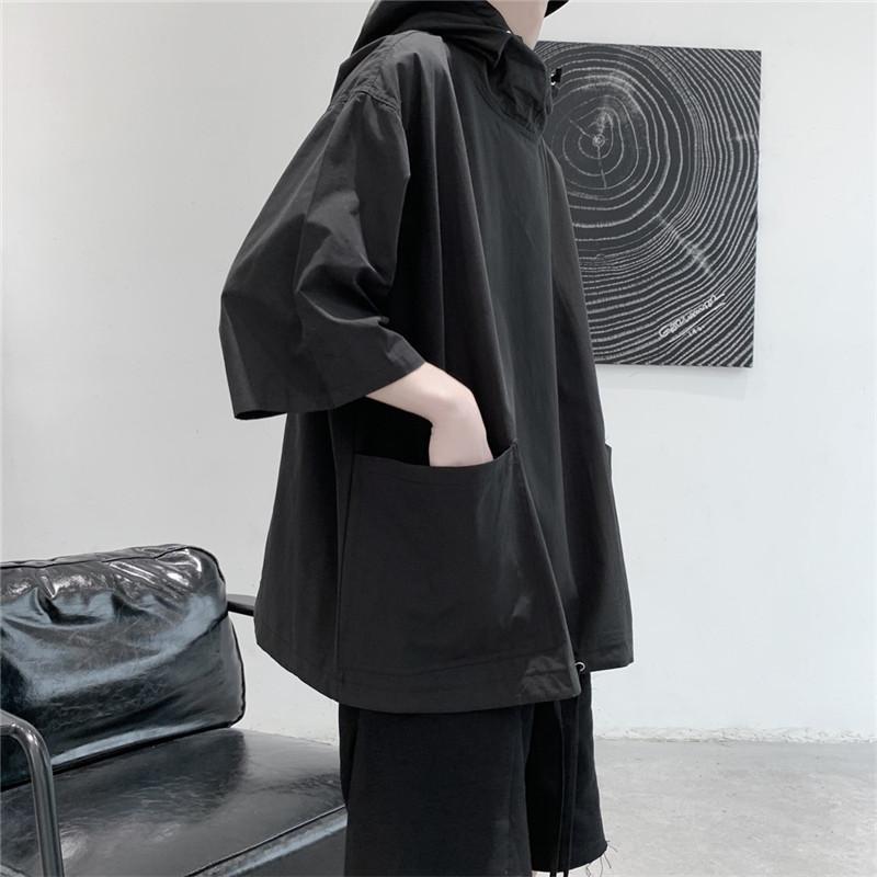 【値下げ】半袖パーカー パーカー メンズ 半袖 夏 uvカット Tシャツ 七分袖 夏用 プルオーバー フード付き 薄手 カジュアル 吸汗 肌着 - 画像 (2)