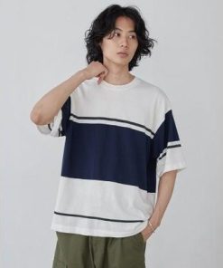 coen ジャガードメッシュ切替えTシャツ