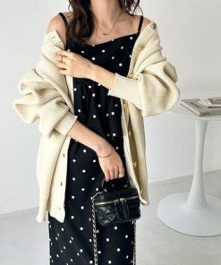 GeeRA ジーラ 細見えペプラムキャミワンピース（黒系ドット）