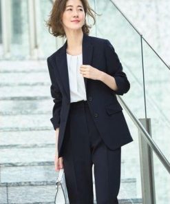 RUIRUE BOUTIQUE ルイルエブティック 選べる6タイプ洗えるスタイリッシュビジネススーツパンツセット (Aセット/ダークネイビー)