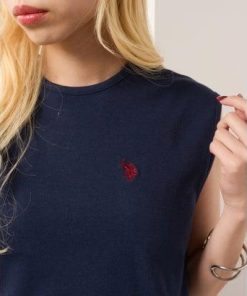U.S. POLO ASSN. ユーエスポロアッスン ワンポイント刺繍 スムースタンクトップ （ネイビー）