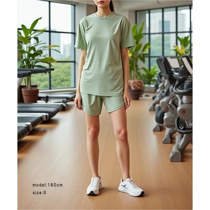 United Athle ユナイテッドアスレ 4.4オンス ドライスムース Tシャツ 半袖 ジム ヨガ ピラティス フィットネス 5700 (ライトグ - 画像 (2)