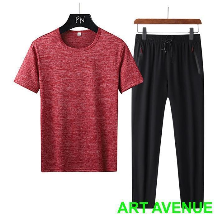 上下セット メンズ セットアップ Tシャツ ロングパンツ スポーツウェア トレーニングウェア ルームウェア 運動着 ランニング ジョギング - 画像 (8)