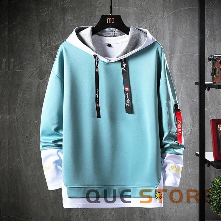 パーカー メンズ長袖パーカー おしゃれ スポーツパーカー 切り替え フード付き ス おしゃれ 春秋 冬 プレセント 裏起毛選択可 - 画像 (8)