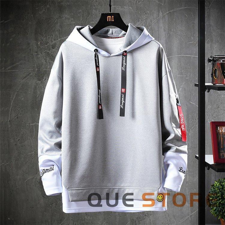 パーカー メンズ長袖パーカー おしゃれ スポーツパーカー 切り替え フード付き ス おしゃれ 春秋 冬 プレセント 裏起毛選択可 - 画像 (4)