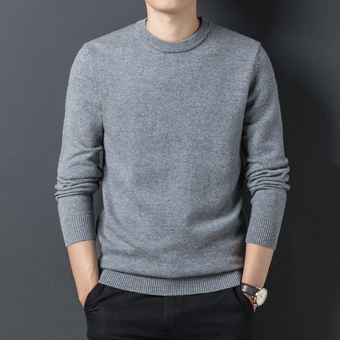 ニット 長袖ニット 無地 メンズ 2type クルーネック モックネック ハイネック セーター 重ね着 きれいめ 着こなし2023 - 画像 (3)