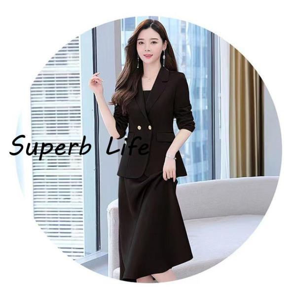 スーツセット レディース ビジネススーツ ワンピースセット 事務服 2点セット 着痩せ フォーマル オフィス 春秋新作 大人かわいい お洒落 - 画像 (6)