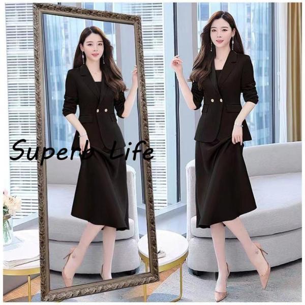 スーツセット レディース ビジネススーツ ワンピースセット 事務服 2点セット 着痩せ フォーマル オフィス 春秋新作 大人かわいい お洒落 - 画像 (8)