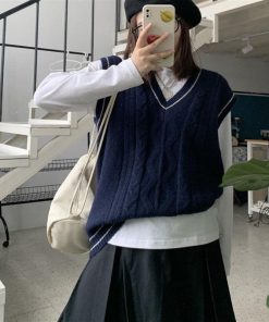 【特価】スクール 女子 スクール  制服 無地 Vネック 秋 冬 レディース 高校 学生 中学 JK セーター カーディガン