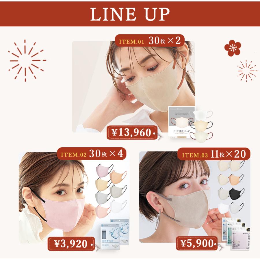 CICIBELLA 新春福袋 数量限定 マスク 不織布マスク 立体マスク 3Dマスク 立体バイカラーマスク 福袋26袋セット 高評価 血色 人気アイテム入り 大人気 春用 - 画像 (4)