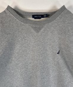 古着 ノーティカ NAUTICA スウェット トレーナー 大きいサイズ ワンポイントロゴ刺繍 Vガゼット プルオーバー  XXL グレー メンズ