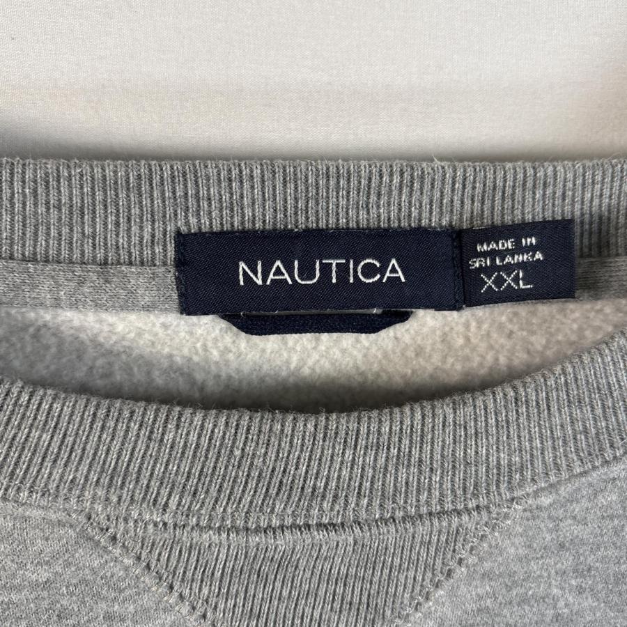 古着 ノーティカ NAUTICA スウェット トレーナー 大きいサイズ ワンポイントロゴ刺繍 Vガゼット プルオーバー XXL グレー メンズ - 画像 (4)