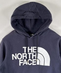 THE NORTH FACE 古着 ザ・ノースフェイス パーカー ビッグロゴプリント アウトドア プルオーバー フーディ S  ネイビー メンズ
