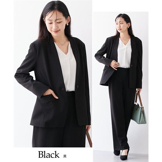 ニッセン レディース スーツ パンツスーツ セットアップ 春夏秋冬 洗える ストレッチ ジャケット ワイドパンツ テーパードパンツ s0 - 画像 (3)