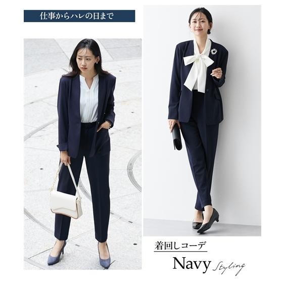 ニッセン レディース スーツ パンツスーツ セットアップ 春夏秋冬 洗える ストレッチ ジャケット ワイドパンツ テーパードパンツ s0 - 画像 (8)