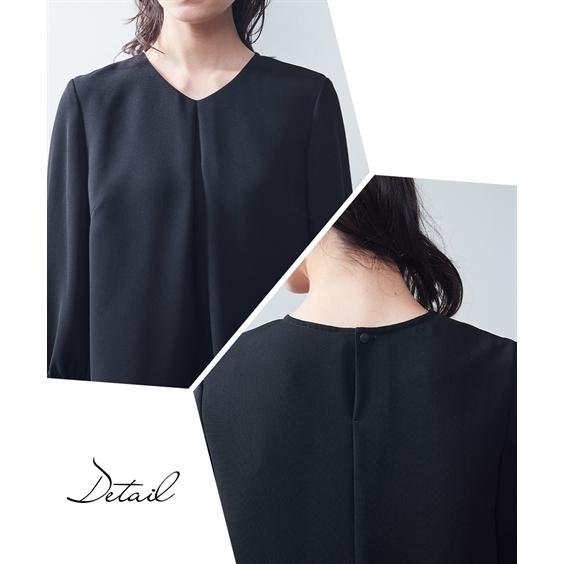 ニッセン 喪服 セットアップ パンツ レディース 礼服 日本製生地使用 洗える 防しわ カフス袖 ナチュラル デザイン ブラウス +ワイド LL/3L nissen - 画像 (4)