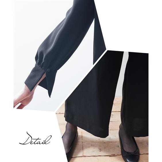 ニッセン 喪服 セットアップ パンツ レディース 礼服 日本製生地使用 洗える 防しわ カフス袖 ナチュラル デザイン ブラウス +ワイド LL/3L nissen - 画像 (5)