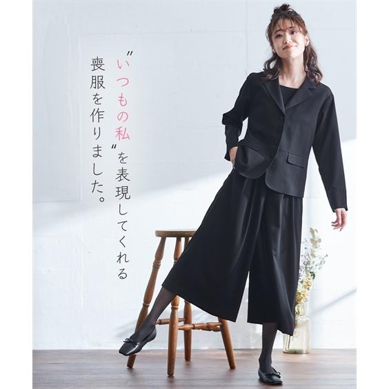 ニッセン 喪服 スーツ レディース 礼服 洗える 防しわ 胸当て付き ナチュラル テーラード ジャケット +ワイド パンツ S/M/L nissen - 画像 (3)
