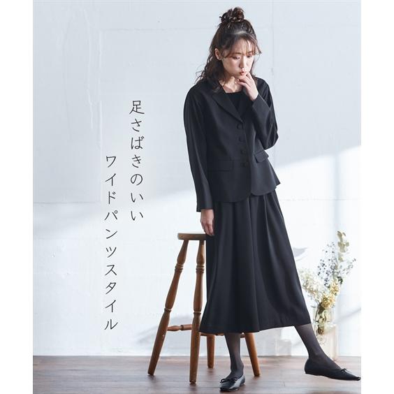 ニッセン 喪服 スーツ レディース 礼服 洗える 防しわ 胸当て付き ナチュラル テーラード ジャケット +ワイド パンツ S/M/L nissen - 画像 (7)