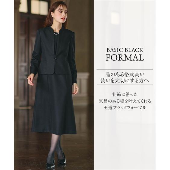 ニッセン 喪服 礼服 ブラックフォーマル アンサンブル 大きいサイズ レディース 洗える 防しわ 北陸ジャカード 前開き ジャケット + ワンピース オールシーズン