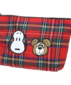 PEANUTS スヌーピー コスメポーチ チェック化粧ポーチ スヌーピーとベア チェック ピーナッツ