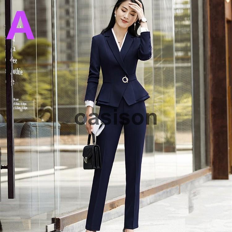 パンツスーツ 入園式 入学式 卒業式 卒園式 セレモニー スーツ レディース ビジネス フォーマル 謝恩会 母 ママ 結婚式 オフィス 発表会2点セット - 画像 (2)