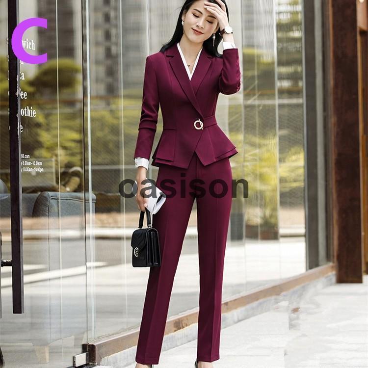 パンツスーツ 入園式 入学式 卒業式 卒園式 セレモニー スーツ レディース ビジネス フォーマル 謝恩会 母 ママ 結婚式 オフィス 発表会2点セット - 画像 (4)