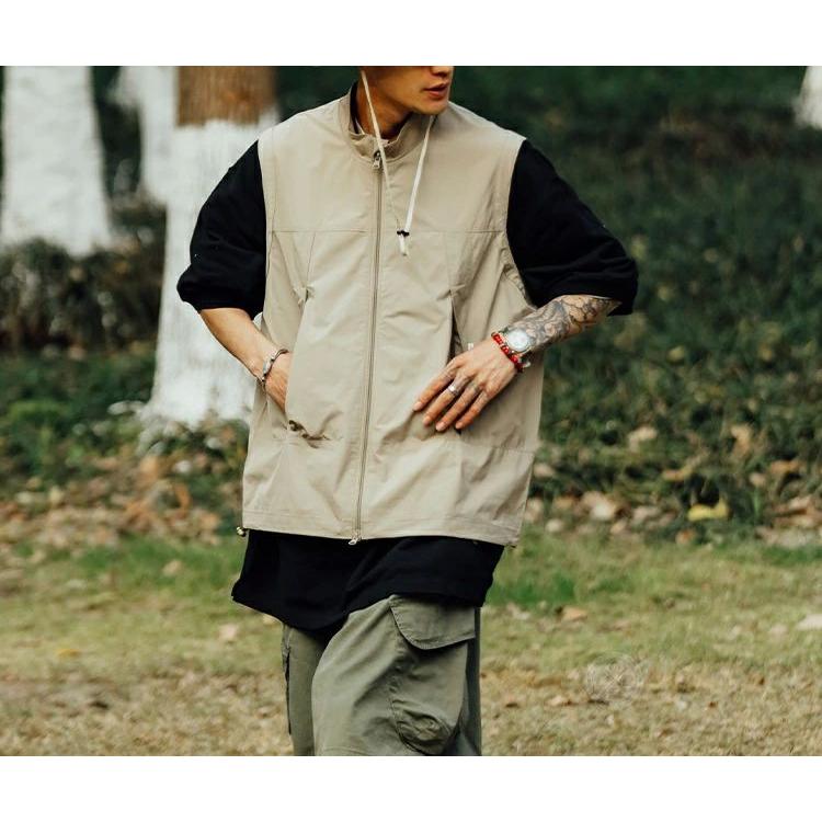 ゴルフウェア メンズ 春夏 カジュアルベスト サマーベスト ウインドブレーカー ベスト お釣りベスト ゴルフベスト スポーツ ノースリーブジャケット スタンドカ - 画像 (7)