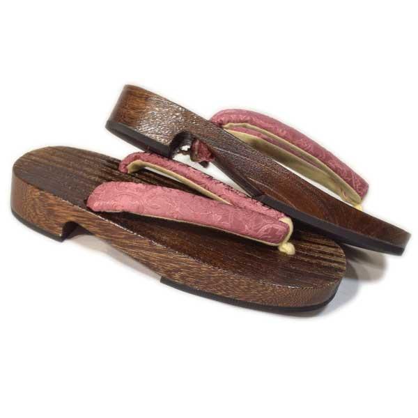 下駄 桐 3Lサイズ 27.5cm 特大 浴衣 織柄鼻緒 茶台 茶 女性 レディース 大人 焼桐 送料無料 テラコッタ ONLY zo-1051