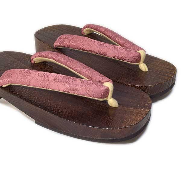 下駄 桐 3Lサイズ 27.5cm 特大 浴衣 織柄鼻緒 茶台 茶 女性 レディース 大人 焼桐 送料無料 テラコッタ ONLY zo-1051 - 画像 (2)