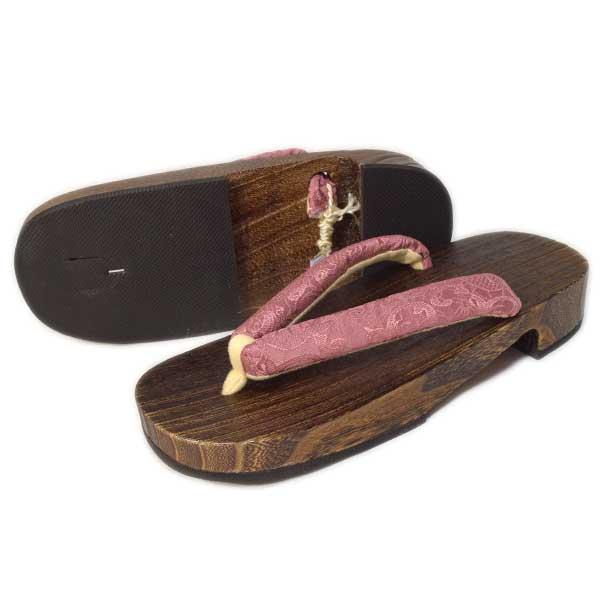 下駄 桐 3Lサイズ 27.5cm 特大 浴衣 織柄鼻緒 茶台 茶 女性 レディース 大人 焼桐 送料無料 テラコッタ ONLY zo-1051 - 画像 (3)