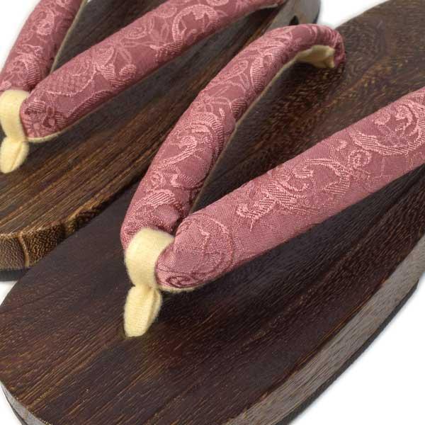 下駄 桐 3Lサイズ 27.5cm 特大 浴衣 織柄鼻緒 茶台 茶 女性 レディース 大人 焼桐 送料無料 テラコッタ ONLY zo-1051 - 画像 (4)