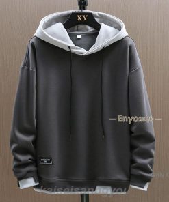 パーカー メンズ アウター プルオーバー フェイクレイヤード スウェット トップス フード付き 長袖 ゆったり 秋冬 シンプル 無地 防風 かっこいい