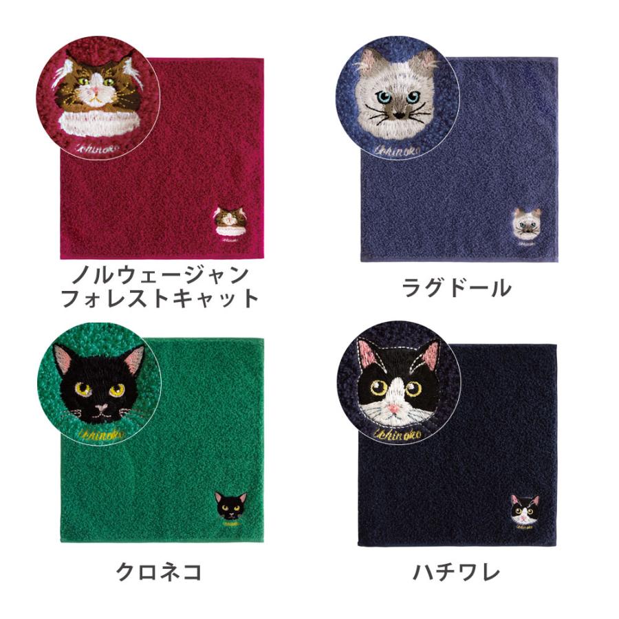 今治タオル タオルハンカチ 刺繍 猫 ハンカチ レディース プレゼント 花以外 女性 誕生日 お返し ハチワレ サバトラ ペルシャ猫 スコティッシュフィールド ソマリ - 画像 (9)
