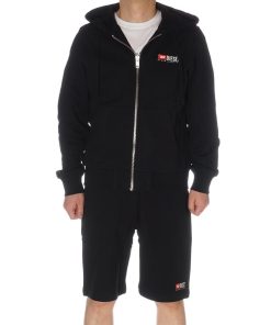 DIESEL 並行輸入品 ディーゼル ジップパーカー セットアップ スウェット ハーフパンツ メンズ ブラック A03769 A03760 0GEAD 9XX