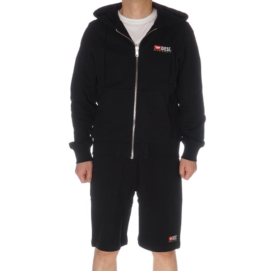 DIESEL 並行輸入品 ディーゼル ジップパーカー セットアップ スウェット ハーフパンツ メンズ ブラック A03769 A03760 0GEAD 9XX