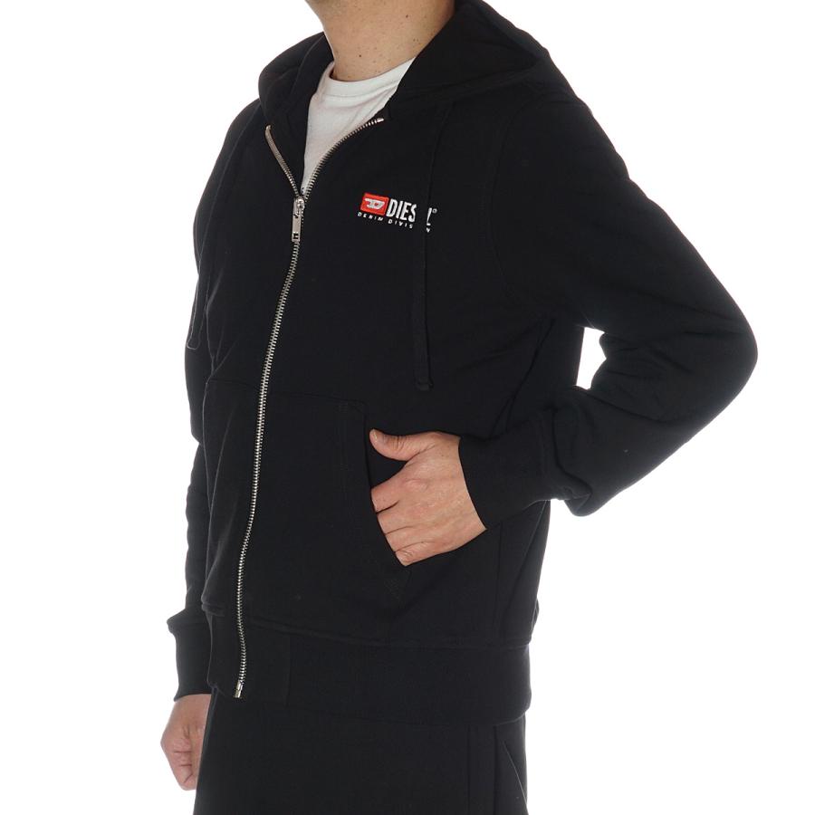 DIESEL 並行輸入品 ディーゼル ジップパーカー セットアップ スウェット ハーフパンツ メンズ ブラック A03769 A03760 0GEAD 9XX - 画像 (3)